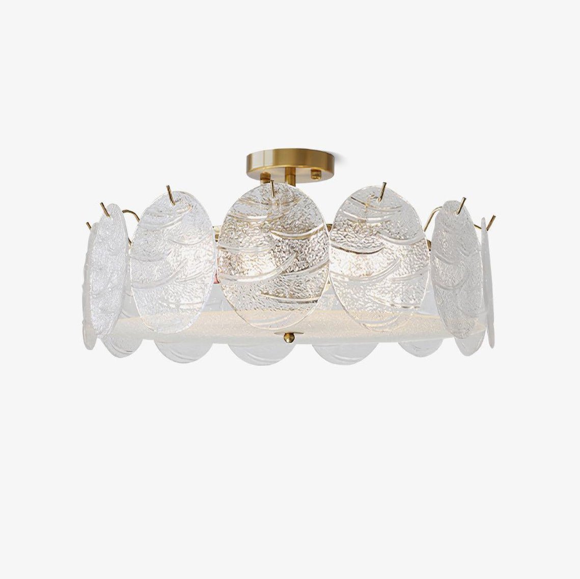 Lustre Lampe De Plafond Doré Avec Verre Strié Pour Ambiance Élégante