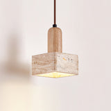 Lustre Suspendu Carré Avec Travertin Pour Éclairage Élégant