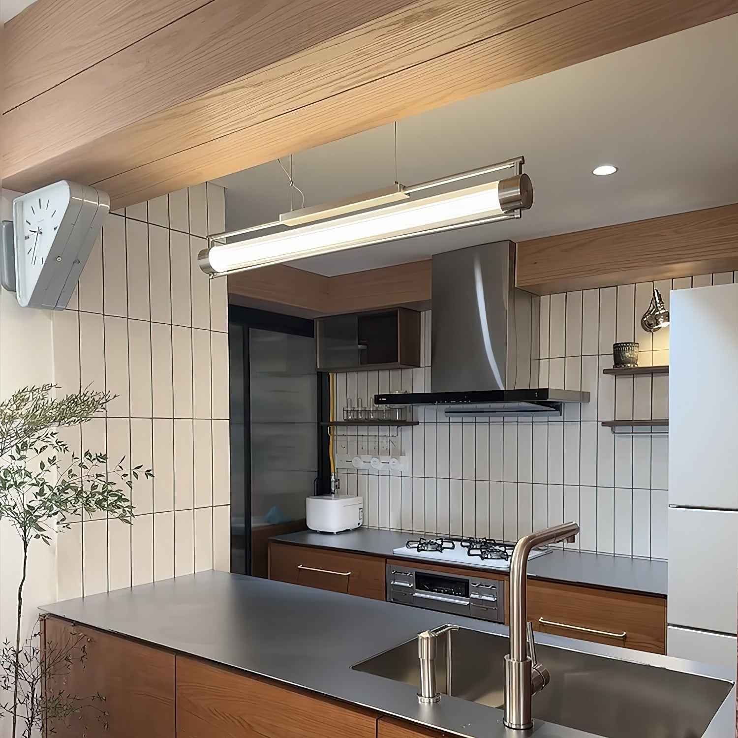 Suspension Verre Transparent Éclairage LED Intégré Design Minimaliste