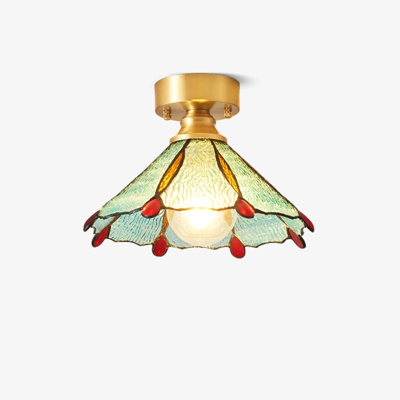 Lumière de Plafond Vintage Florale en Vitrail Éclairage Ambiant