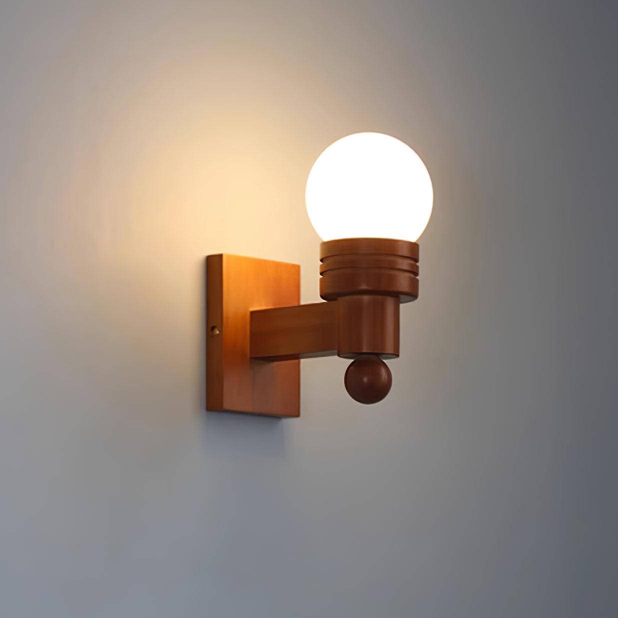 Applique Murale Bois Massif Abat Jour Verre Blanc Pour Éclairage Chaleureux