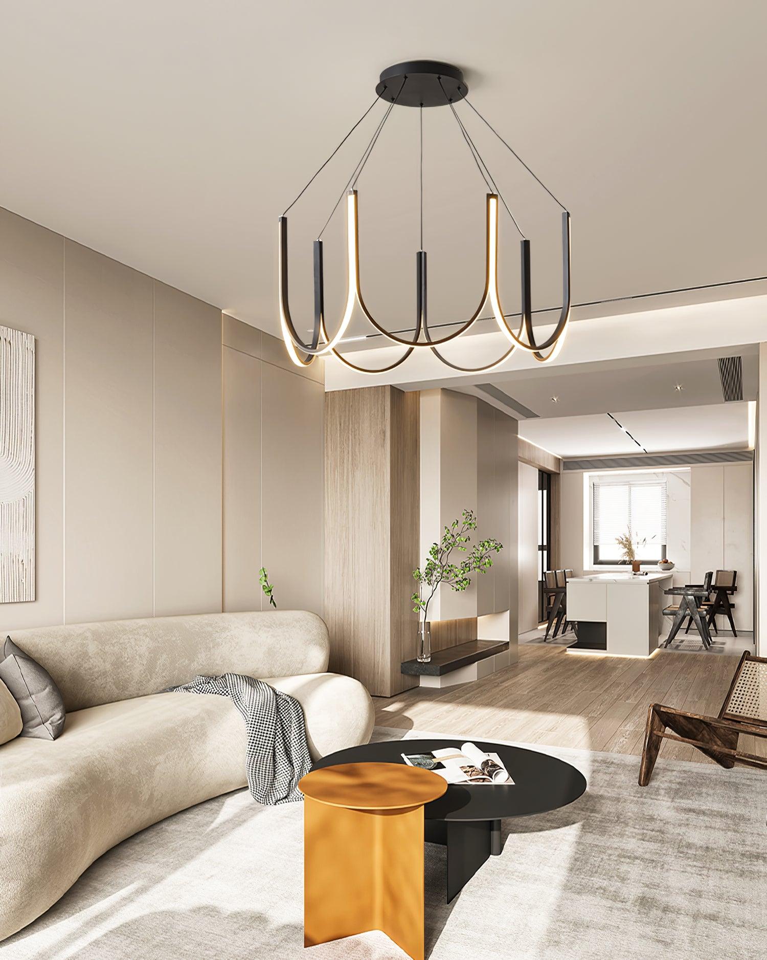 Suspension LED Noire Moderne Avec Températures Ajustables