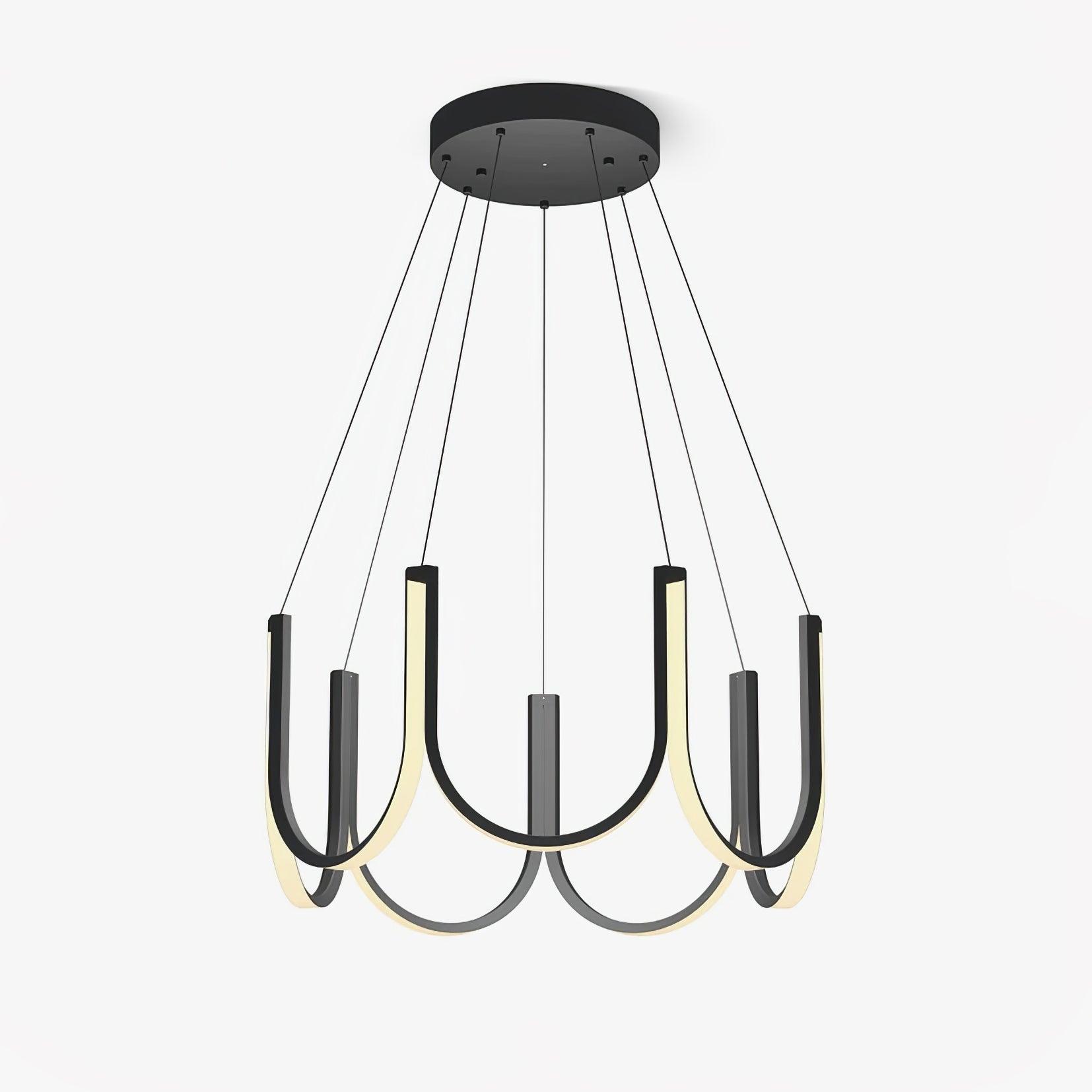 Suspension LED Noire Moderne Avec Températures Ajustables