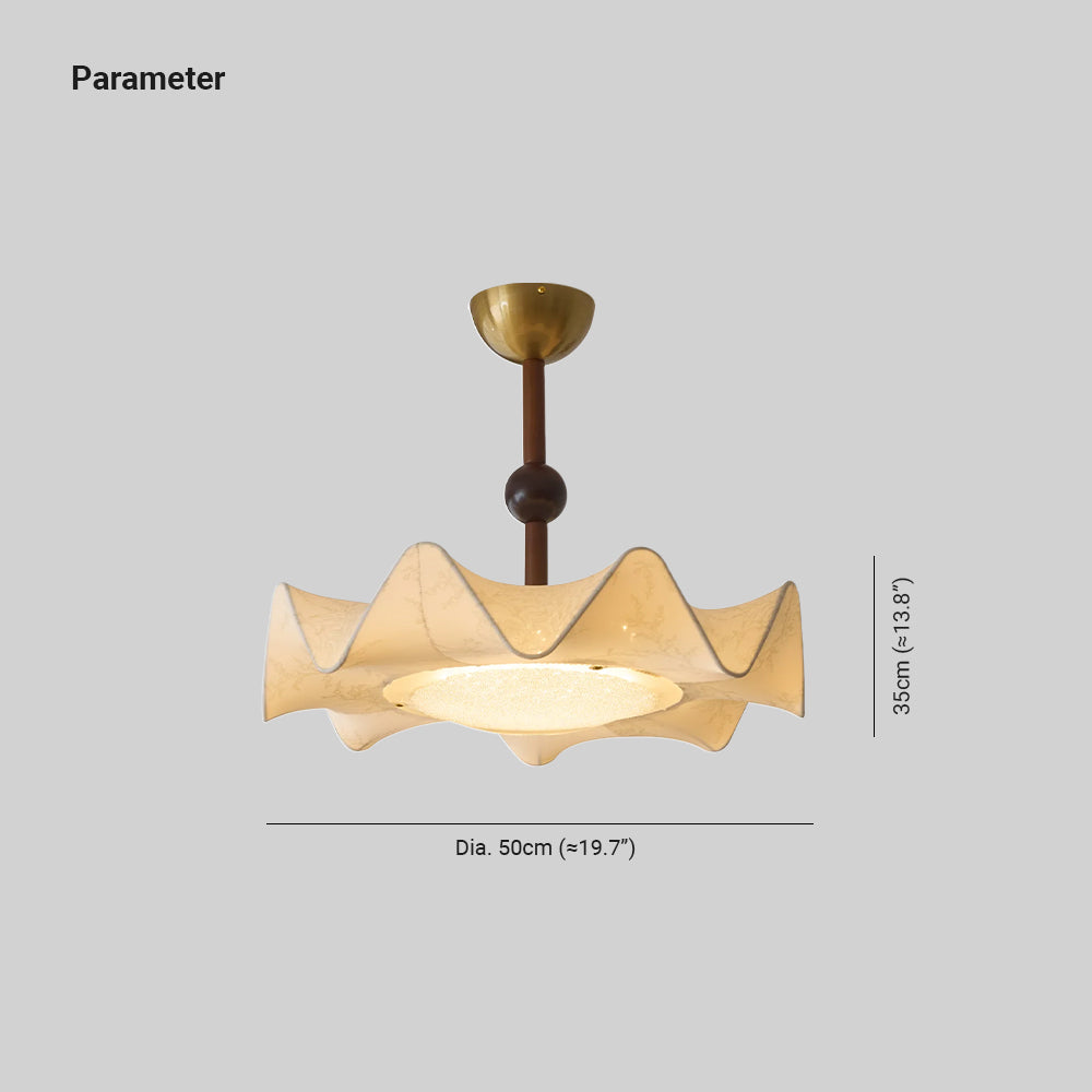 Plafonnier Tissu Motif Floral Gravé Avec Bois Pour Lumière Douce