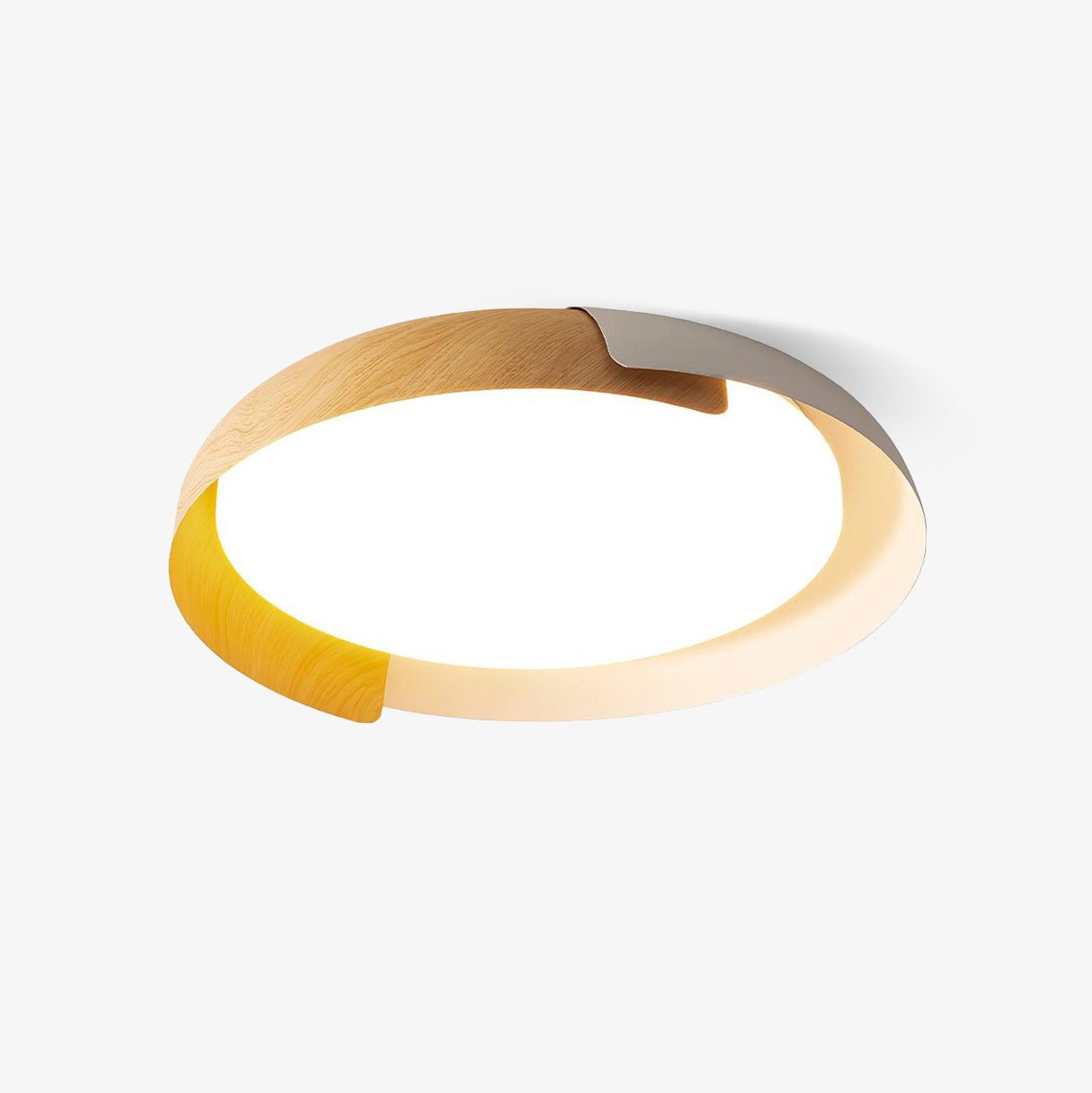 Plafonnier Rond Bois Doux Avec Diffuseur Acrylique Lumière Chaude