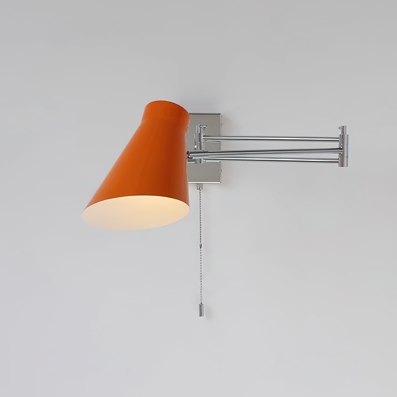 Lampe Murale Industrielle À Bras Pivotant Métal Chrome et Orange