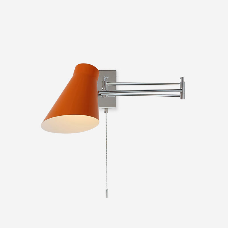Lampe Murale Industrielle À Bras Pivotant Métal Chrome et Orange