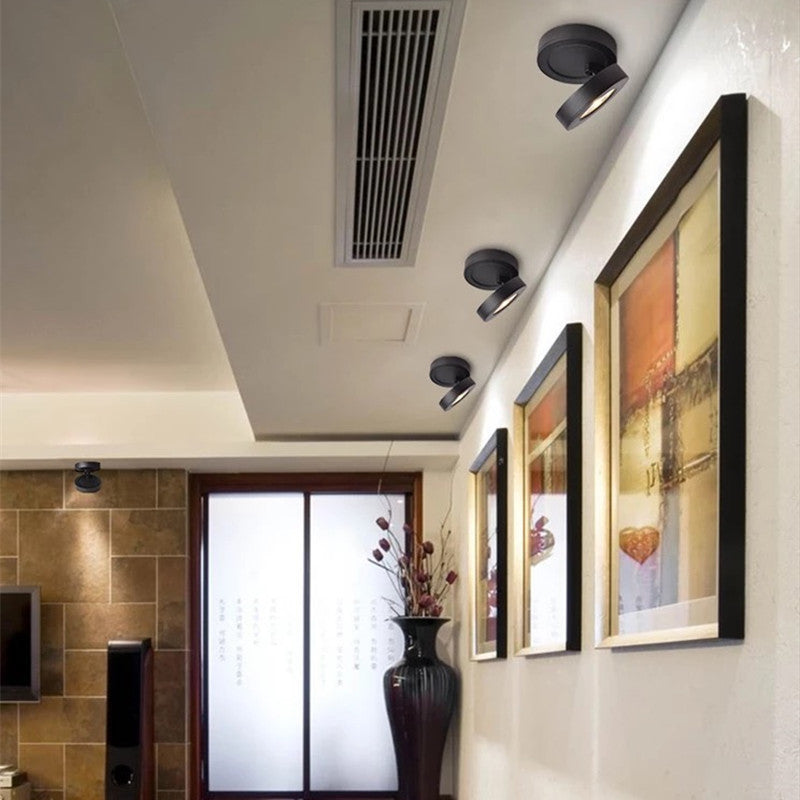 Plafonnier Rond Durable et Élégant en Aluminium Blanc et Noir pour Chambre