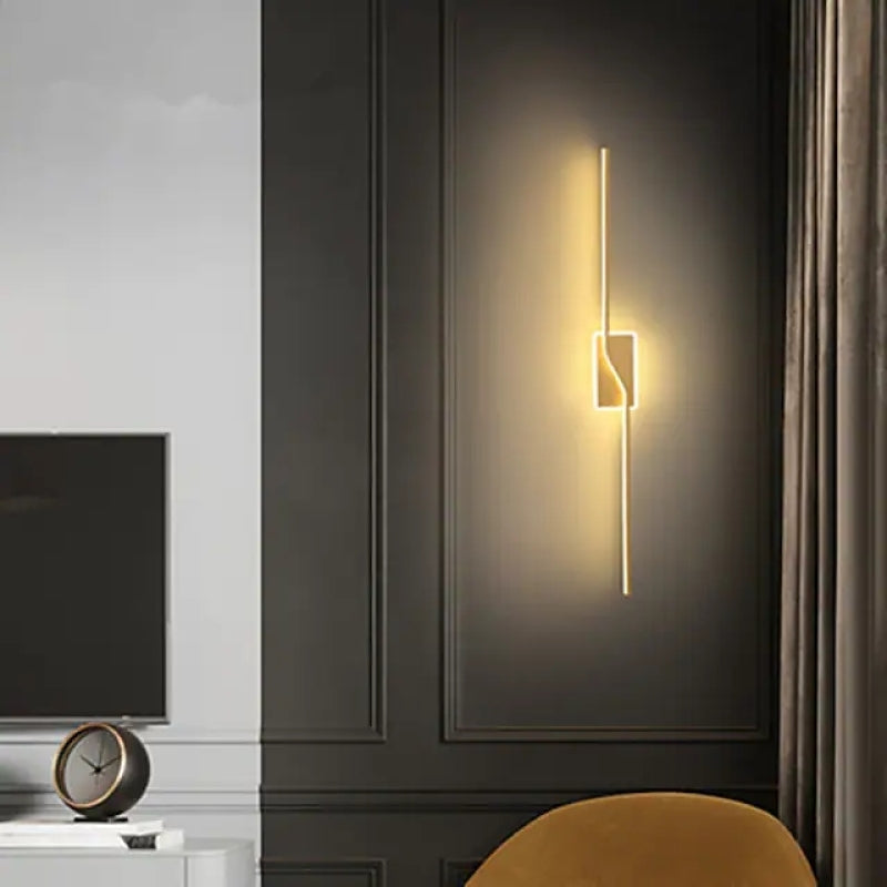 Lampe Murale Linéaire Minimaliste En Métal Or Noir Pour Éclairage Moderne