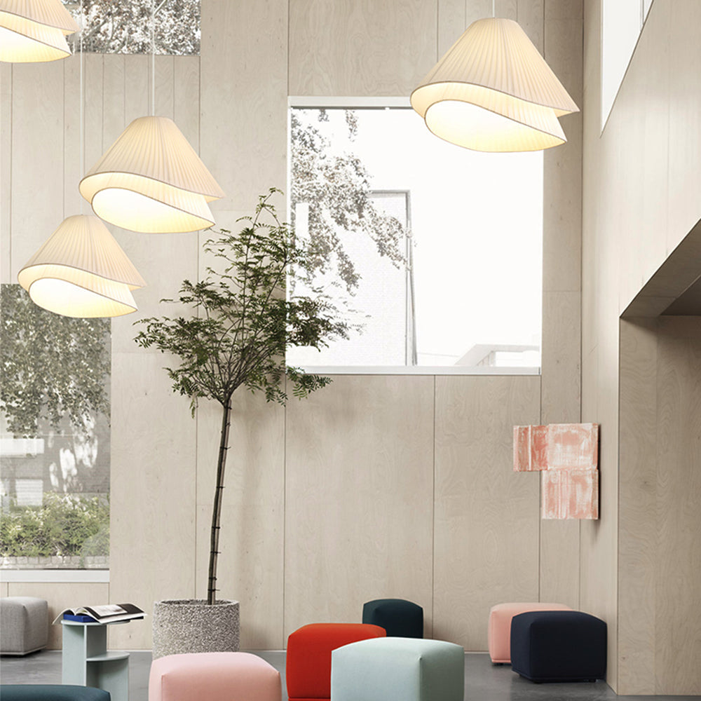 Suspension Nuage Moderne En Métal Et Tissu Blanc Lumière Ajustable