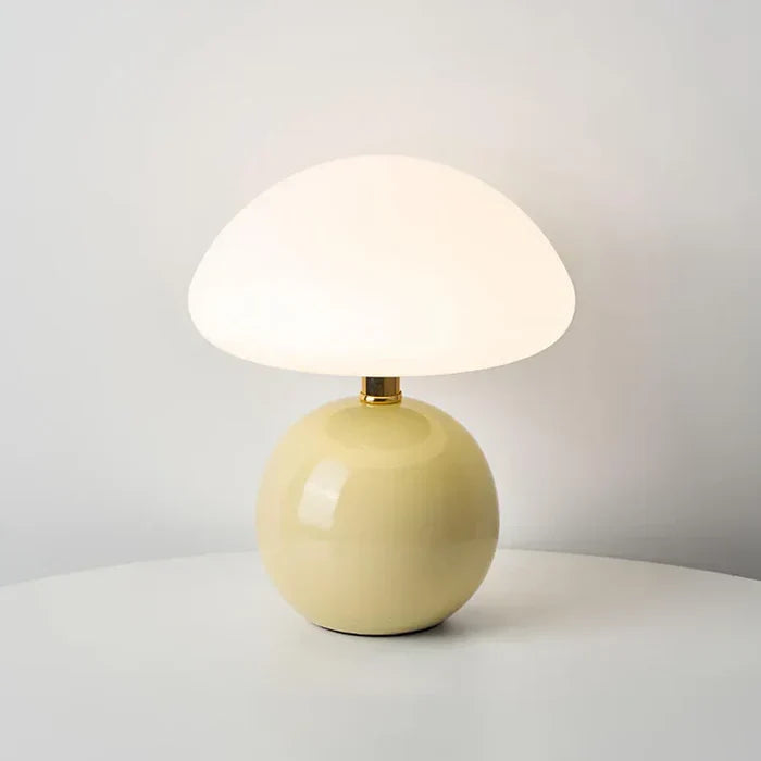 Lampe de Table Champignon en Céramique Crème