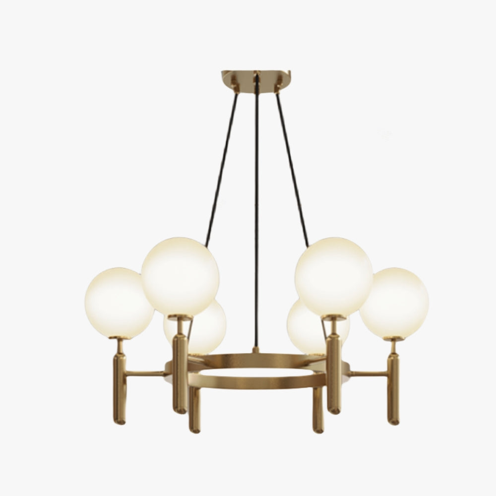 Lustre LED Moderne Verre Doré Et Métal Blanc Éclairage Éclatant Pour Salon